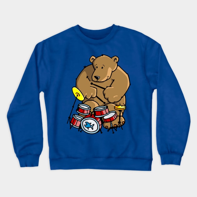 Groovy Drummer Bear Crewneck Sweatshirt by schlag.art